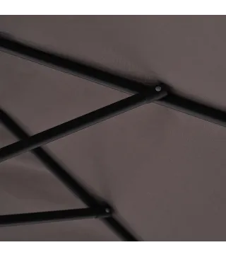 Sombrilla Doble de 270x445x260 cm Parasol Grande Inclinable con Manivela para Abrir y Cerrar Fácil Color Gris