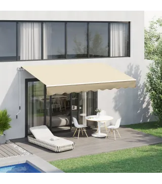 Toldo de Pared con Brazo Articulado y Manivela Marco Resistente de Aluminio y Cubierta de Poliéster 295x245 cm Beige