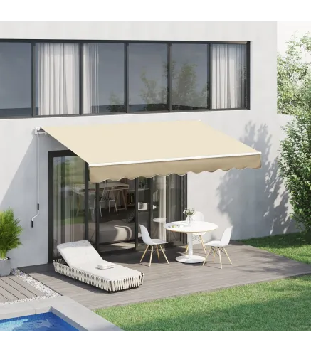 Toldo de Pared con Brazo Articulado y Manivela Marco Resistente de Aluminio y Cubierta de Poliéster 295x245 cm Beige