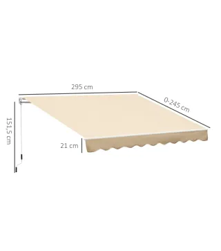 Toldo de Pared con Brazo Articulado y Manivela Marco Resistente de Aluminio y Cubierta de Poliéster 295x245 cm Beige