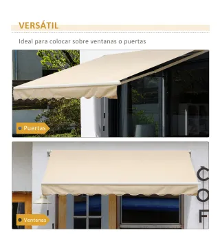 Toldo de Pared con Brazo Articulado y Manivela Marco Resistente de Aluminio y Cubierta de Poliéster 295x245 cm Beige