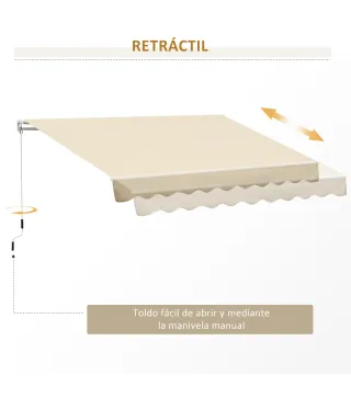 Toldo de Pared con Brazo Articulado y Manivela Marco Resistente de Aluminio y Cubierta de Poliéster 295x245 cm Beige