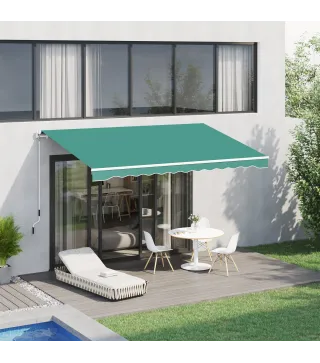 Toldo de Pared con Brazo Articulado y Manivela Marco Resistente de Aluminio y Cubierta de Poliéster 295x245 cm Verde
