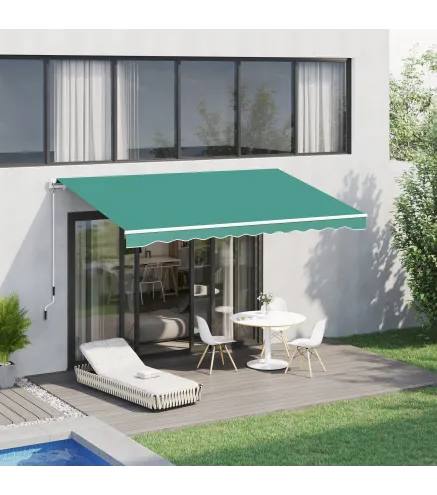 Toldo de Pared con Brazo Articulado y Manivela Marco Resistente de Aluminio y Cubierta de Poliéster 295x245 cm Verde