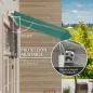 Toldo de Pared con Brazo Articulado y Manivela Marco Resistente de Aluminio y Cubierta de Poliéster 295x245 cm Verde