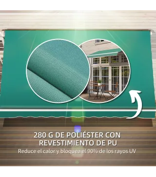 Toldo de Pared con Brazo Articulado y Manivela Marco Resistente de Aluminio y Cubierta de Poliéster 295x245 cm Verde