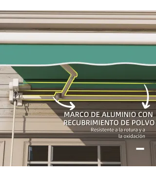 Toldo de Pared con Brazo Articulado y Manivela Marco Resistente de Aluminio y Cubierta de Poliéster 295x245 cm Verde