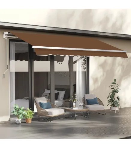 Toldo de Pared con Brazo Articulado y Manivela Marco Resistente de Aluminio y Cubierta de Poliéster 295x245 cm Café