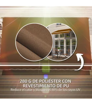 Toldo de Pared con Brazo Articulado y Manivela Marco Resistente de Aluminio y Cubierta de Poliéster 295x245 cm Café