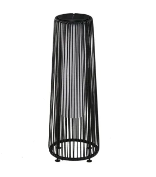 Lámpara de Pie de Mimbre Ratán de Energía Solar con LED 0,8 W Interruptor de Control de Luz Automático Decoración para Exterior