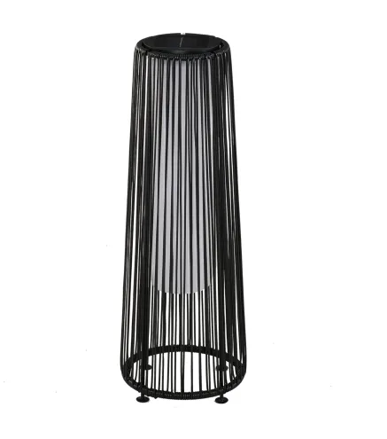 Lámpara de Pie de Mimbre Ratán de Energía Solar con LED 0,8 W Interruptor de Control de Luz Automático Decoración para Exterior