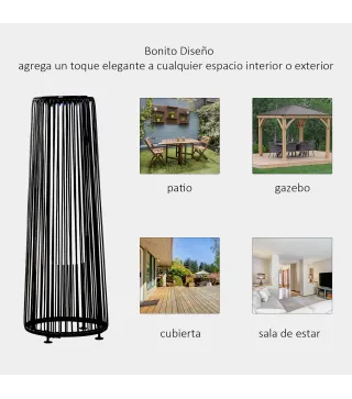 Lámpara de Pie de Mimbre Ratán de Energía Solar con LED 0,8 W Interruptor de Control de Luz Automático Decoración para Exterior