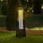 Linterna de Jardín de Ratán Sintético Farola Solar Exterior con Luces LED Encendido y Apagado Automático Impermeable para Terraz