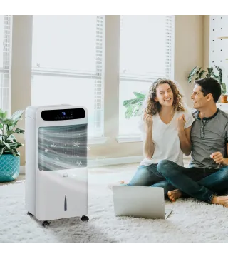 Climatizador 4 en 1 con Control Remoto 3 Modos 3 Velocidades Temporizador y Pantalla Táctil 38x35x81 cm Blanco