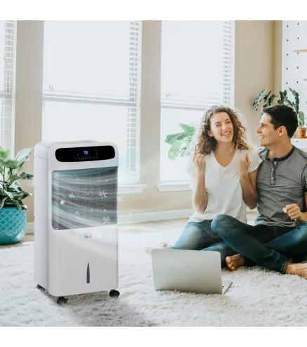 Climatizador 4 en 1 con Control Remoto 3 Modos 3 Velocidades Temporizador y Pantalla Táctil 38x35x81 cm Blanco