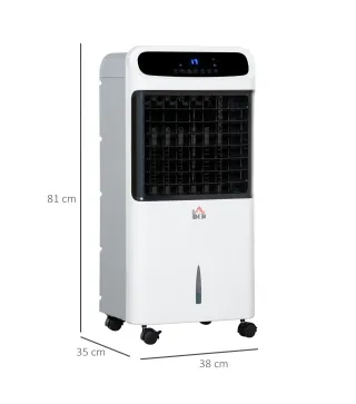 Climatizador 4 en 1 con Control Remoto 3 Modos 3 Velocidades Temporizador y Pantalla Táctil 38x35x81 cm Blanco