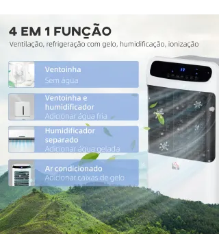 Climatizador 4 en 1 con Control Remoto 3 Modos 3 Velocidades Temporizador y Pantalla Táctil 38x35x81 cm Blanco