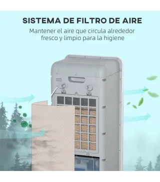 Climatizador 4 en 1 con Control Remoto 3 Modos 3 Velocidades Temporizador y Pantalla Táctil 38x35x81 cm Blanco