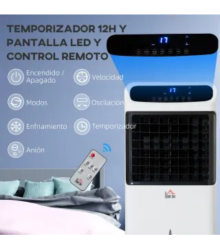Climatizador 4 en 1 con Control Remoto 3 Modos 3 Velocidades Temporizador y Pantalla Táctil 38x35x81 cm Blanco