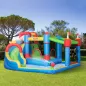 Castillo Inflable Infantil con Tobogán Cama de Salto Piscina Muro de Escalada Inflador 390x300x197 cm Multicolor