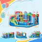 Castillo Inflable Infantil con Tobogán Cama de Salto Piscina Muro de Escalada Inflador 390x300x197 cm Multicolor