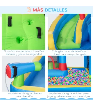 Castillo Inflable Infantil con Tobogán Cama de Salto Piscina Muro de Escalada Inflador 390x300x197 cm Multicolor