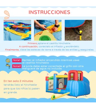 Castillo Inflable Infantil con Tobogán Cama de Salto Piscina Muro de Escalada Inflador 390x300x197 cm Multicolor