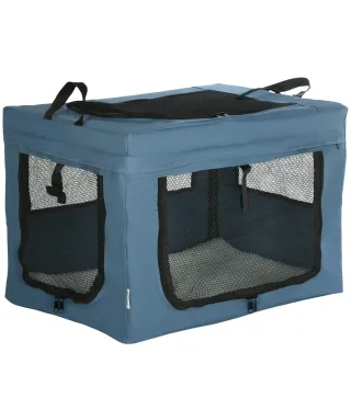 Transportín para Perros y Gatos Bolsa para Mascotas Transportador para Perros 60x42x42cm Azul