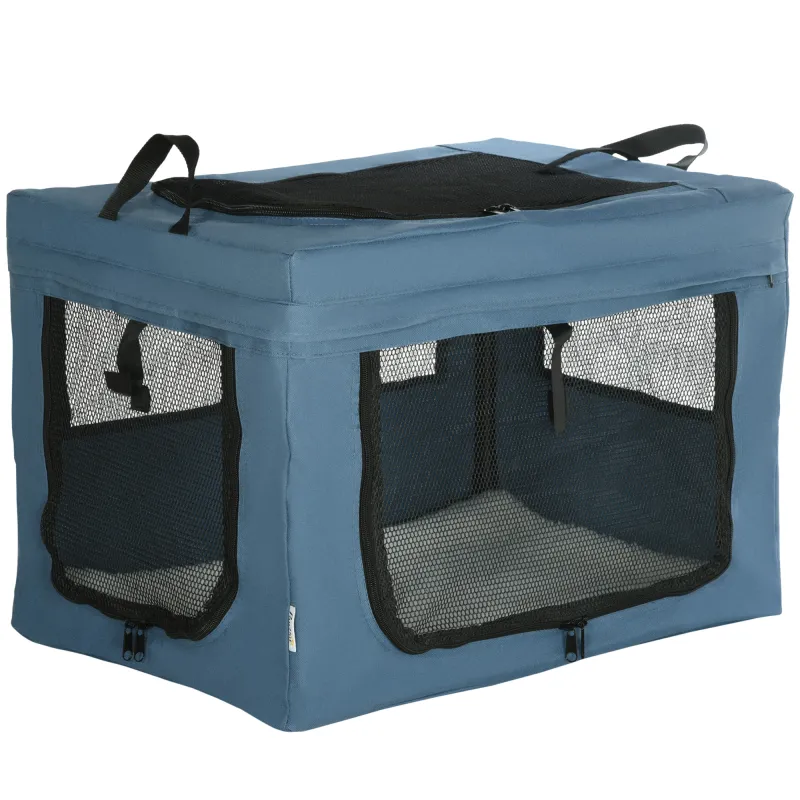 Transportín para Perros y Gatos Bolsa para Mascotas Transportador para Perros 60x42x42cm Azul