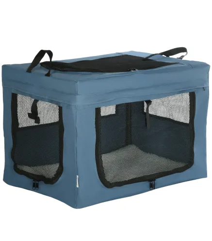 Transportín para Perros y Gatos Bolsa para Mascotas Transportador para Perros 60x42x42cm Azul