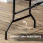 Mesa Plegable de Jardín Rectangular Portátil para 6 Personas de Acero y HDPE 180x75,5x73 cm Gris Oscuro