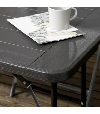 Mesa Plegable de Jardín Rectangular Portátil para 6 Personas de Acero y HDPE 180x75,5x73 cm Gris Oscuro