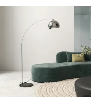 Lámpara de Pie en Forma Arco Moderna Portalámpara E27 40 W con Interruptor de Pie 110-115x30x170-180 cm Plata y Negro