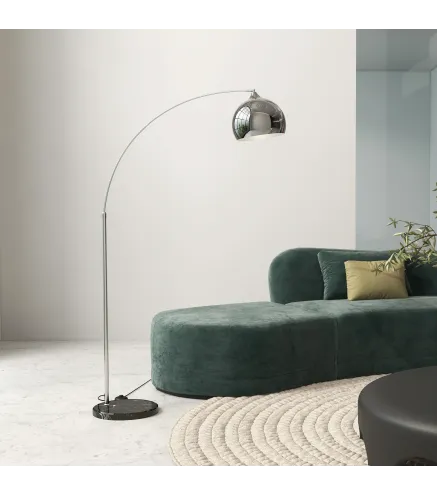 Lámpara de Pie en Forma Arco Moderna Portalámpara E27 40 W con Interruptor de Pie 110-115x30x170-180 cm Plata y Negro