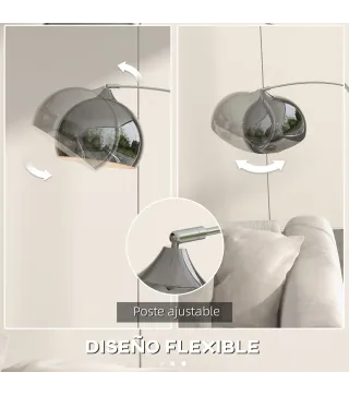 Lámpara de Pie en Forma Arco Moderna Portalámpara E27 40 W con Interruptor de Pie 110-115x30x170-180 cm Plata y Negro