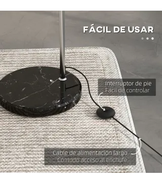 Lámpara de Pie en Forma Arco Moderna Portalámpara E27 40 W con Interruptor de Pie 110-115x30x170-180 cm Plata y Negro