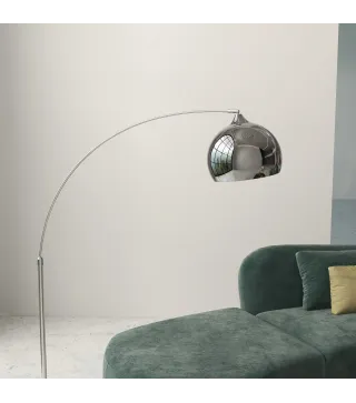 Lámpara de Pie en Forma Arco Moderna Portalámpara E27 40 W con Interruptor de Pie 110-115x30x170-180 cm Plata y Negro