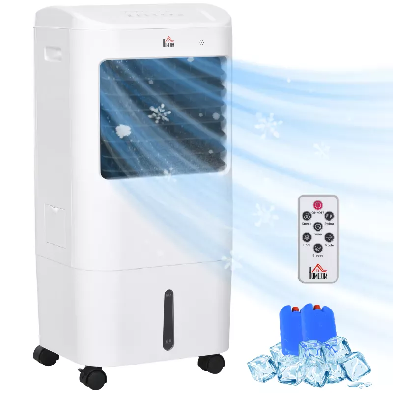 Enfriador de Aire con 3 Velocidades Temporizador 7,5h Tanque de Agua 15L Apto para 15-20 ㎡ 37x32x78 cm Blanco Enfriador de Aire con 3 Velocidades Temporizador 7,5h Tanque de Agua 15L Apto para 15-20 ㎡ 37x32x78 cm Blanco
