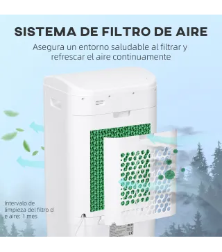 Enfriador de Aire con 3 Velocidades Temporizador 7,5h Tanque de Agua 15L Apto para 15-20 ㎡ 37x32x78 cm Blanco
