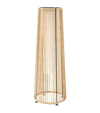 Farola Solar Exterior de Ratán Sintético con Luces LED Encendido y Apagado Automático Impermeable Ø21,5x61 cm Natural
