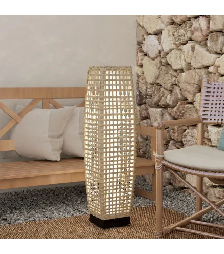 Lámpara Solar de Jardín de Ratán Sintético con Luces LED Encendido/Apagado Automático 21x21x78 cm Natural