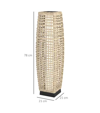 Lámpara Solar de Jardín de Ratán Sintético con Luces LED Encendido/Apagado Automático 21x21x78 cm Natural