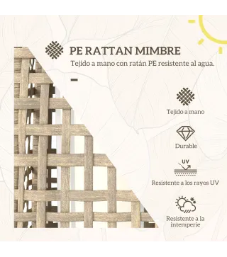 Lámpara Solar de Jardín de Ratán Sintético con Luces LED Encendido/Apagado Automático 21x21x78 cm Natural