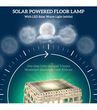 Lámpara Solar de Jardín de Ratán Sintético con Luces LED Encendido/Apagado Automático 21x21x78 cm Natural