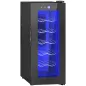 Vinoteca 12 Botellas con Doble Refrigeración Termoeléctrica Temperatura Ajustable 8-18℃ Puerta de Vidrio Negro