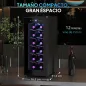 Vinoteca 12 Botellas con Doble Refrigeración Termoeléctrica Temperatura Ajustable 8-18℃ Puerta de Vidrio Negro