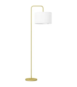 Lámpara de Pie Moderna con Pantalla de Lino Sintético Lámpara de Lectura para Salón 64x38x163,5 cm Blanco y Dorado