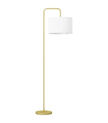 Lámpara de Pie Moderna con Pantalla de Lino Sintético Lámpara de Lectura para Salón 64x38x163,5 cm Blanco y Dorado