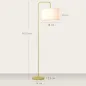Lámpara de Pie Moderna con Pantalla de Lino Sintético Lámpara de Lectura para Salón 64x38x163,5 cm Blanco y Dorado