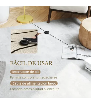 Lámpara de Pie Moderna con Pantalla de Lino Sintético Lámpara de Lectura para Salón 64x38x163,5 cm Blanco y Dorado